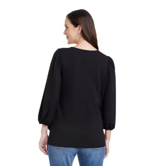 NWT Isabel by Ingrid & Isabel Maternity Nursing Wrap Top Black 3/4 Sleeve- Sz S - Picture 2 of 10